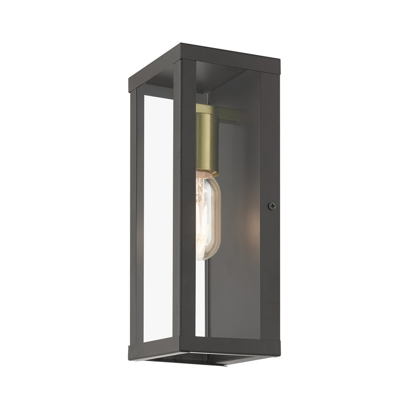 Livex Lighting 28032-07 One Light Outdoor Wall Lantern, Bronze with Antique Gold