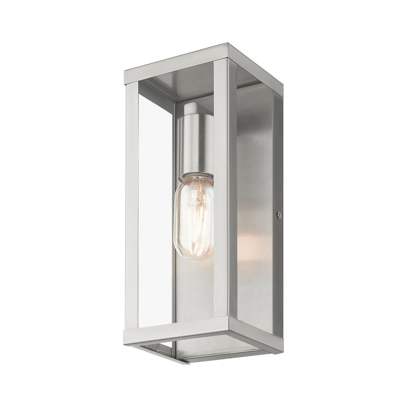 Livex Lighting 28032-91 One Light Outdoor Wall Lantern, Brushed Nickel