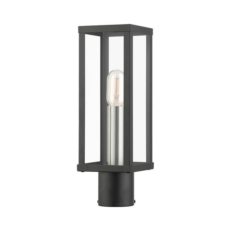 Livex Lighting 28034-04 One Light Outdoor Post Top Lantern, Black with Brushed Nickel