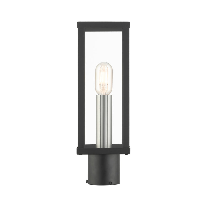 Livex Lighting 28034-04 One Light Outdoor Post Top Lantern, Black with Brushed Nickel