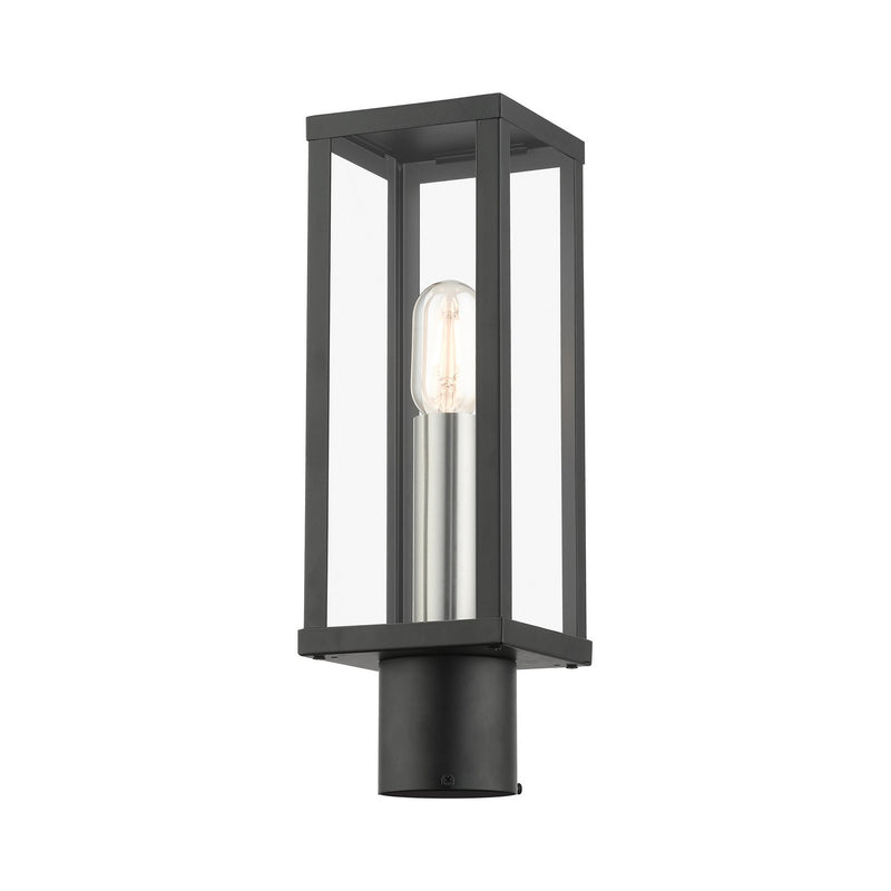 Livex Lighting 28034-04 One Light Outdoor Post Top Lantern, Black with Brushed Nickel