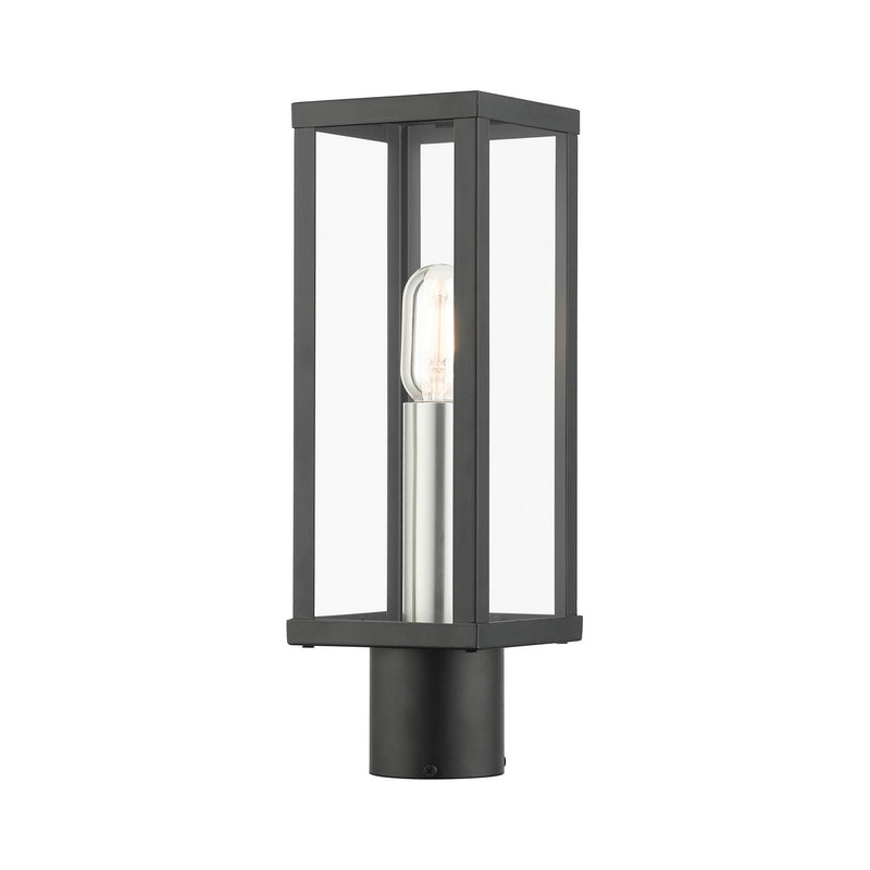 Livex Lighting 28034-04 One Light Outdoor Post Top Lantern, Black with Brushed Nickel