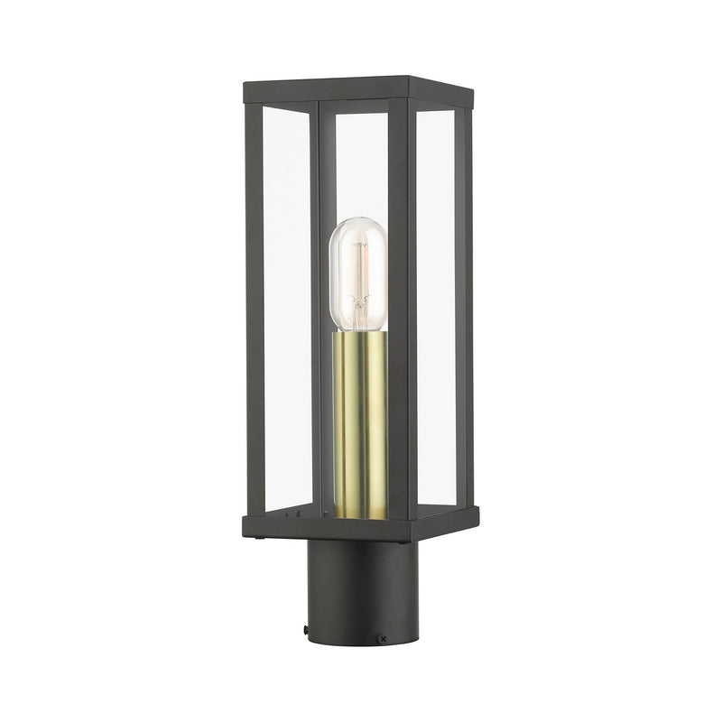 Livex Lighting 28034-07 One Light Outdoor Post Top Lantern, Bronze with Antique Gold