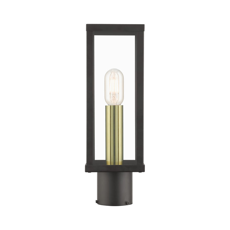 Livex Lighting 28034-07 One Light Outdoor Post Top Lantern, Bronze with Antique Gold