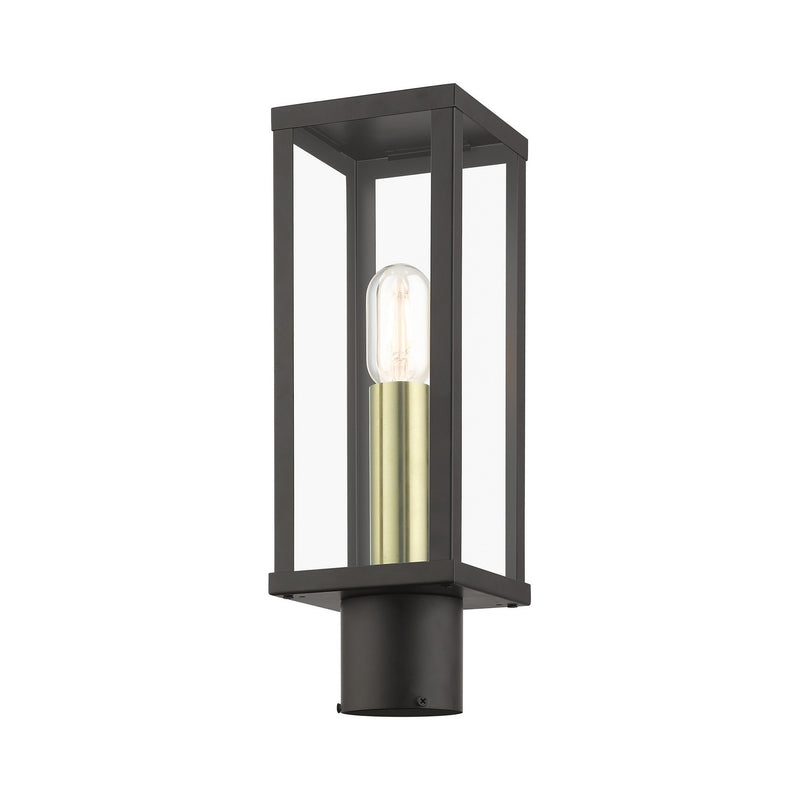 Livex Lighting 28034-07 One Light Outdoor Post Top Lantern, Bronze with Antique Gold