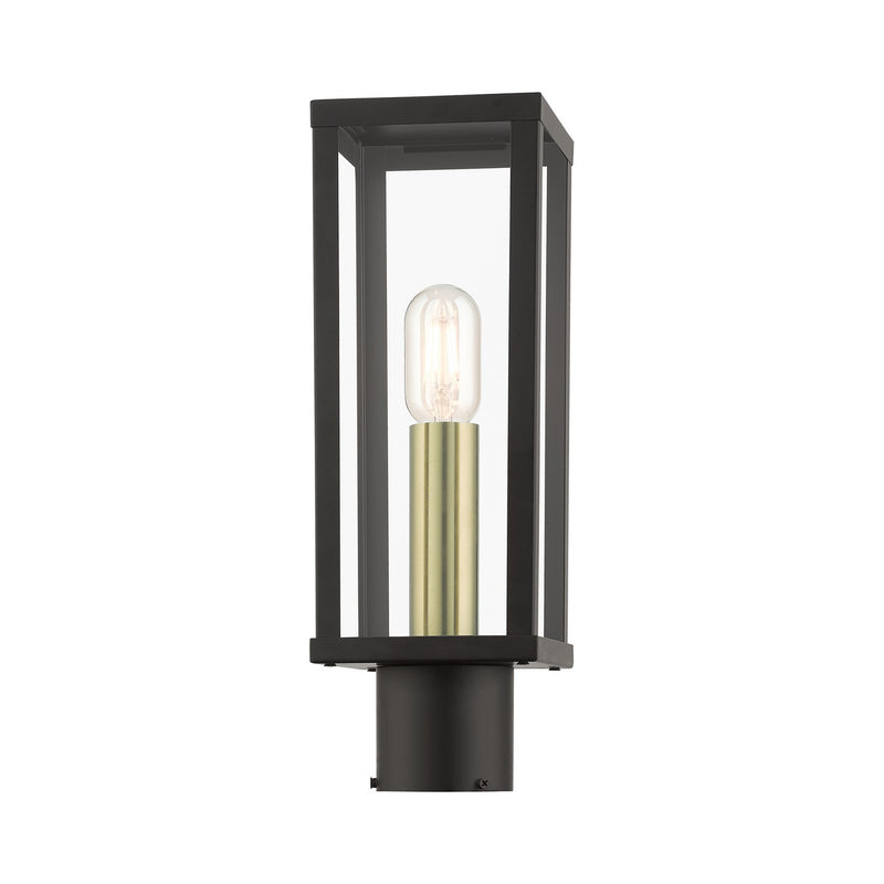 Livex Lighting 28034-07 One Light Outdoor Post Top Lantern, Bronze with Antique Gold
