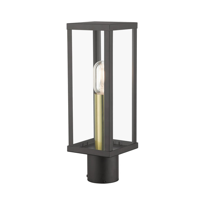 Livex Lighting 28034-07 One Light Outdoor Post Top Lantern, Bronze with Antique Gold