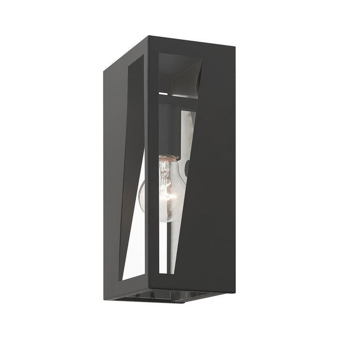 Livex Lighting 28932-04 One Light Outdoor Wall Lantern, Black with Brushed Nickel Stainless Steel Reflector