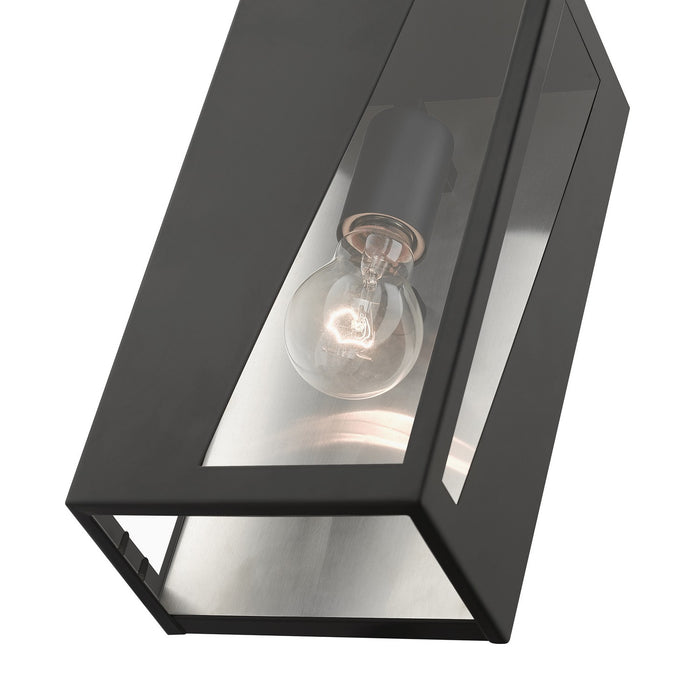 Livex Lighting 28932-04 One Light Outdoor Wall Lantern, Black with Brushed Nickel Stainless Steel Reflector