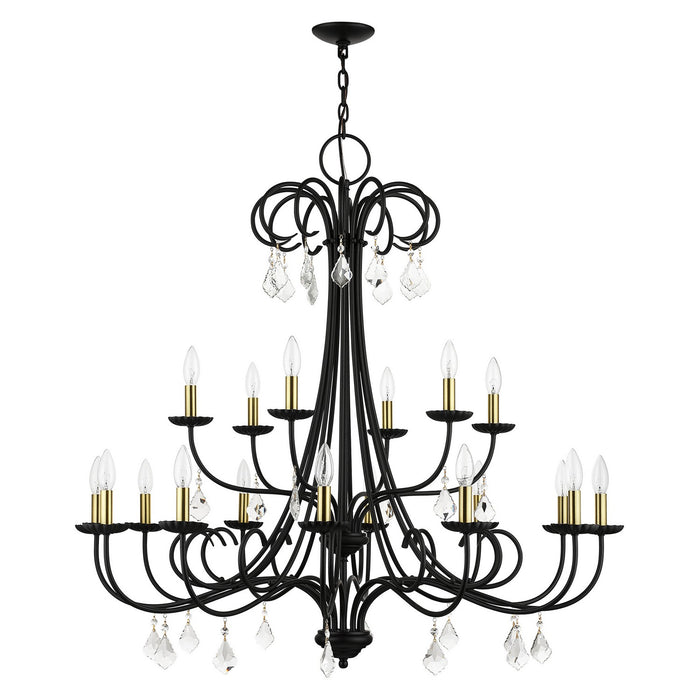 Livex Lighting 40870-04 18 Light Chandelier, Black with Antique Brass