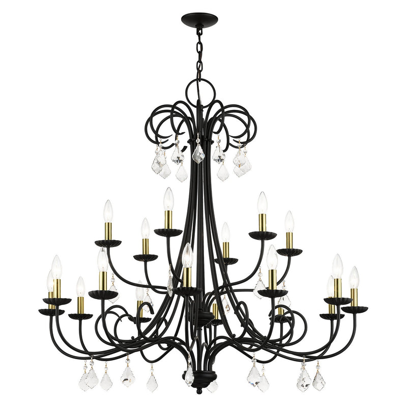 Livex Lighting 40870-04 18 Light Chandelier, Black with Antique Brass