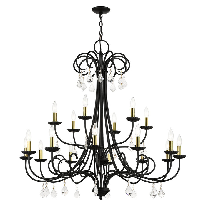 Livex Lighting 40870-04 18 Light Chandelier, Black with Antique Brass