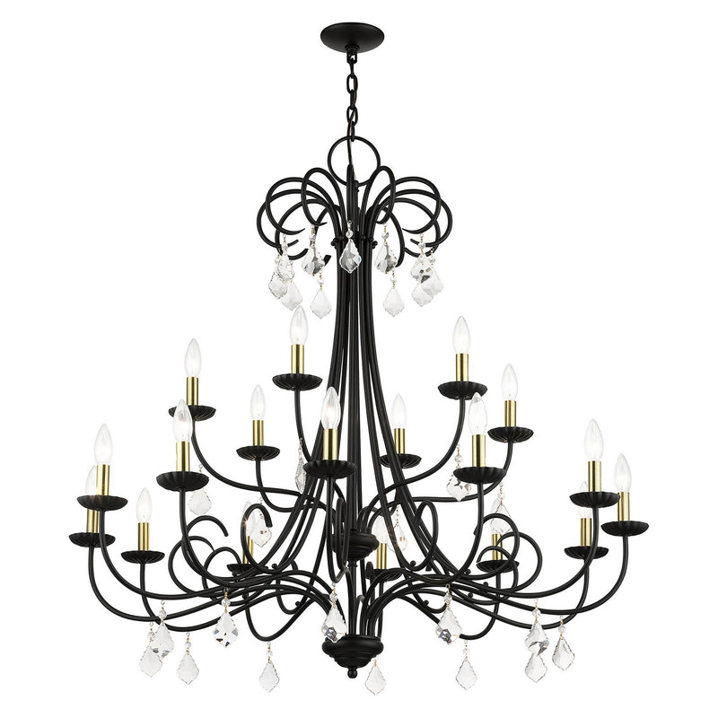 Livex Lighting 40870-04 18 Light Chandelier, Black with Antique Brass