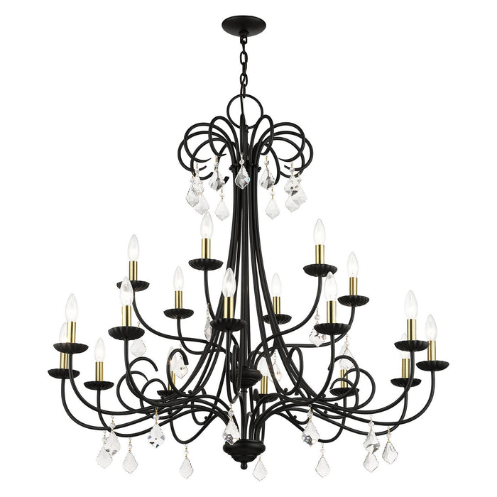 Livex Lighting 40870-04 18 Light Chandelier, Black with Antique Brass