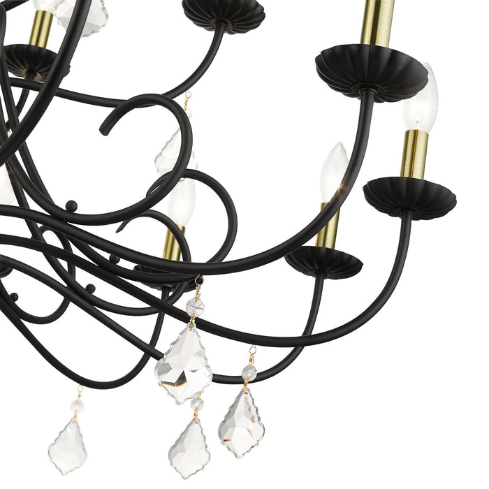 Livex Lighting 40870-04 18 Light Chandelier, Black with Antique Brass