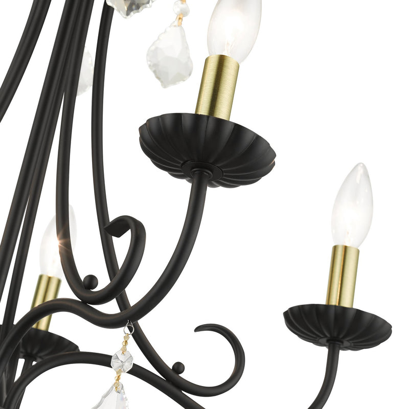 Livex Lighting 40875-04 Five Light Chandelier, Black with Antique Brass