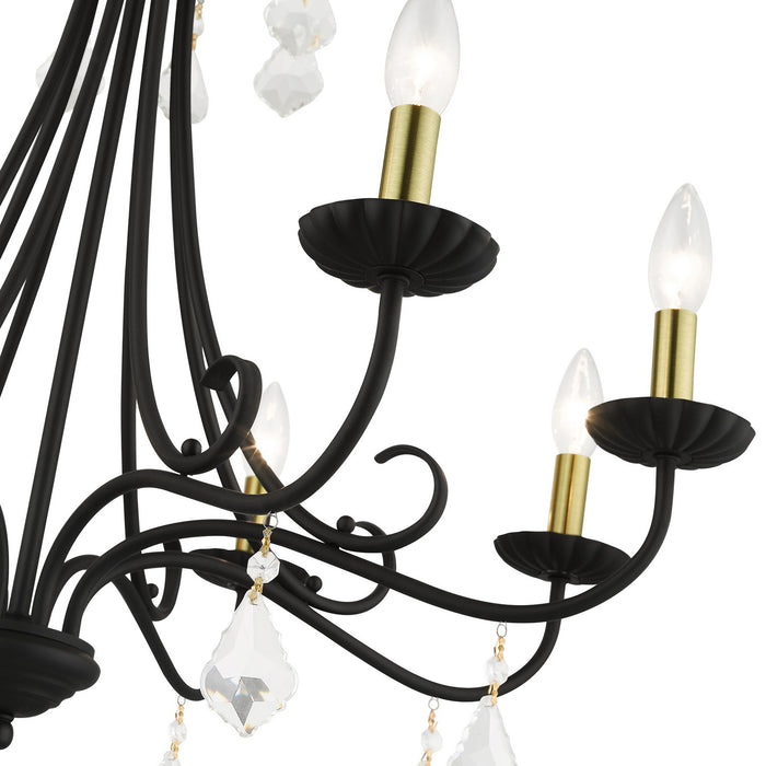 Livex Lighting 40878-04 Eight Light Chandelier, Black with Antique Brass