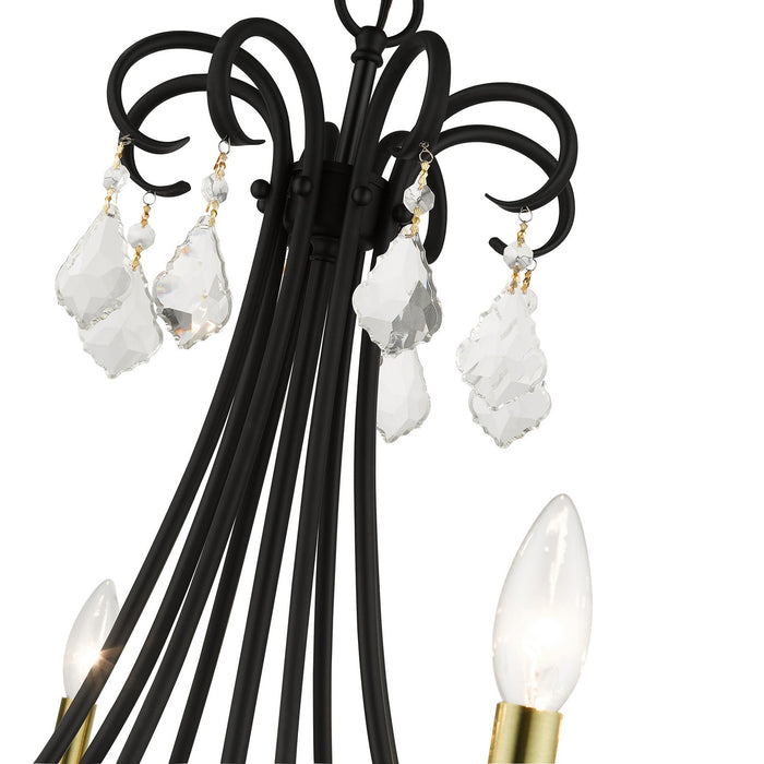 Livex Lighting 40878-04 Eight Light Chandelier, Black with Antique Brass