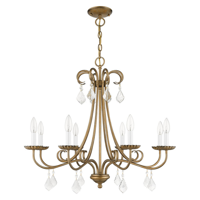 Livex Lighting 40878-48 Eight Light Chandelier, Antique Gold Leaf