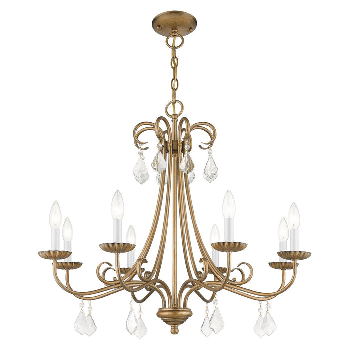 Livex Lighting 40878-48 Eight Light Chandelier, Antique Gold Leaf