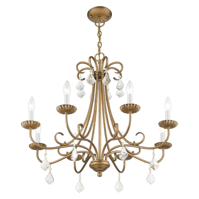 Livex Lighting 40878-48 Eight Light Chandelier, Antique Gold Leaf