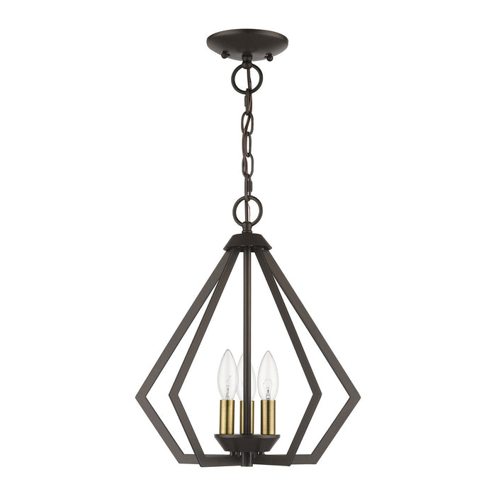 Livex Lighting 40923-92 Three Light Semi-Flush / Pendant, English Bronze with Antique Brass