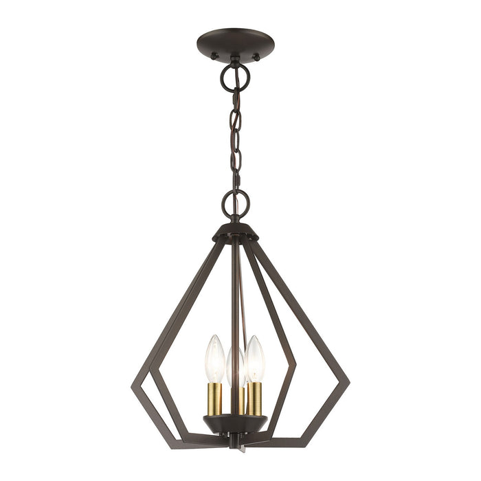 Livex Lighting 40923-92 Three Light Semi-Flush / Pendant, English Bronze with Antique Brass