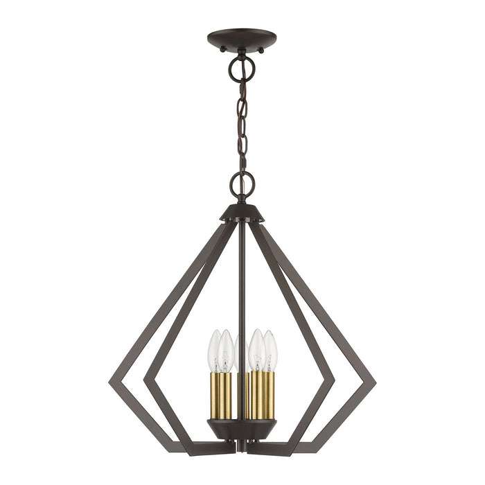 Livex Lighting 40925-92 Five Light Chandelier, English Bronze with Antique Brass
