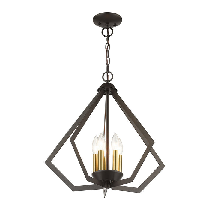 Livex Lighting 40925-92 Five Light Chandelier, English Bronze with Antique Brass