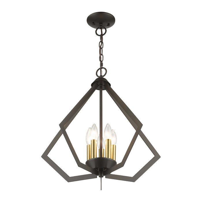 Livex Lighting 40925-92 Five Light Chandelier, English Bronze with Antique Brass