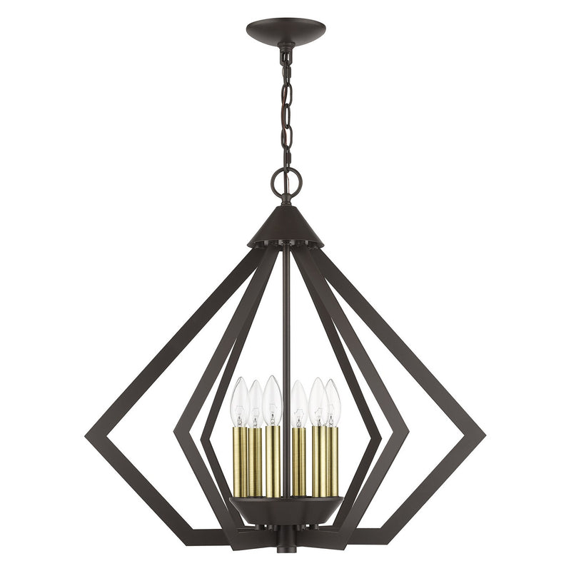 Livex Lighting 40926-92 Six Light Chandelier, English Bronze with Antique Brass