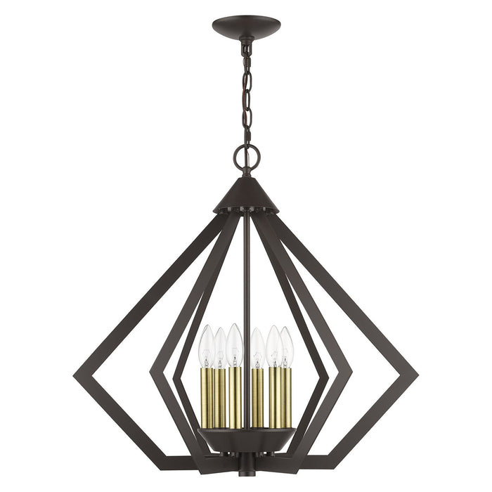 Livex Lighting 40926-92 Six Light Chandelier, English Bronze with Antique Brass