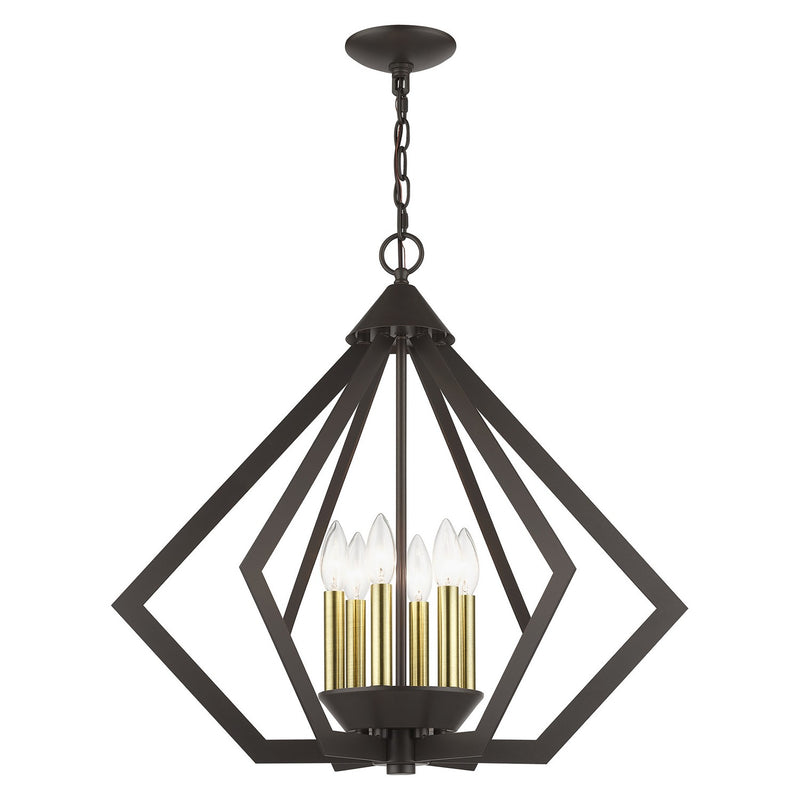 Livex Lighting 40926-92 Six Light Chandelier, English Bronze with Antique Brass