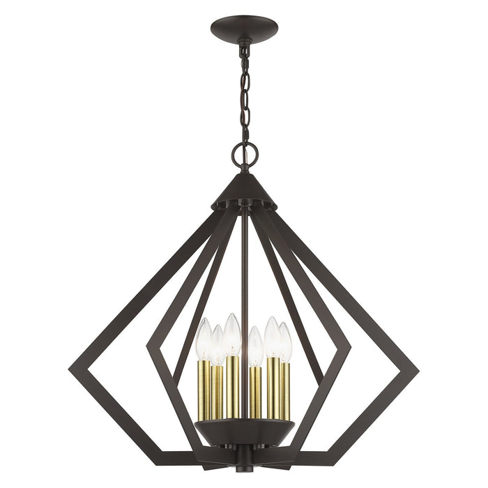 Livex Lighting 40926-92 Six Light Chandelier, English Bronze with Antique Brass