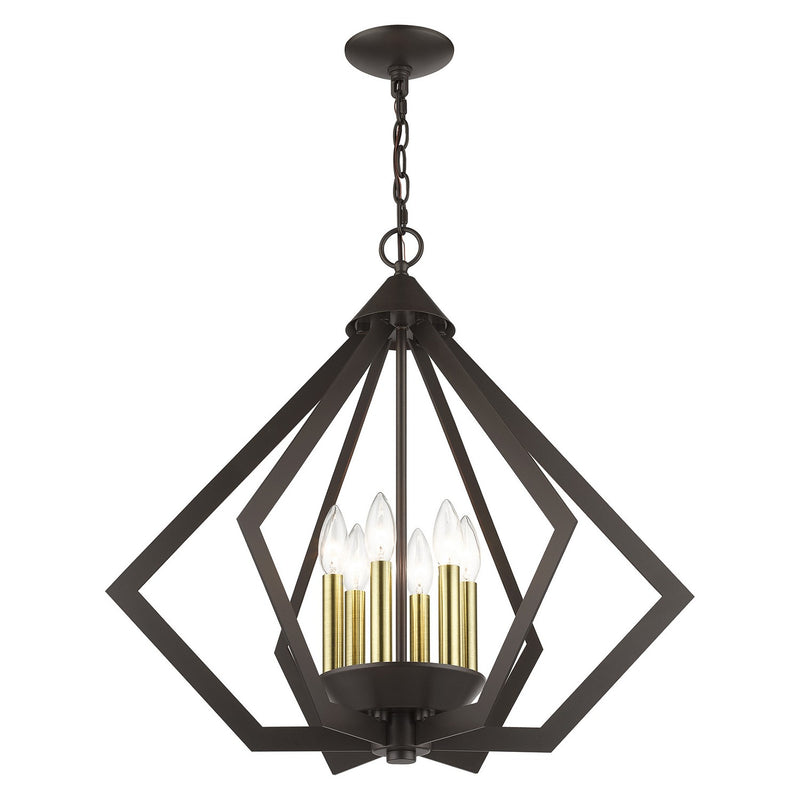 Livex Lighting 40926-92 Six Light Chandelier, English Bronze with Antique Brass