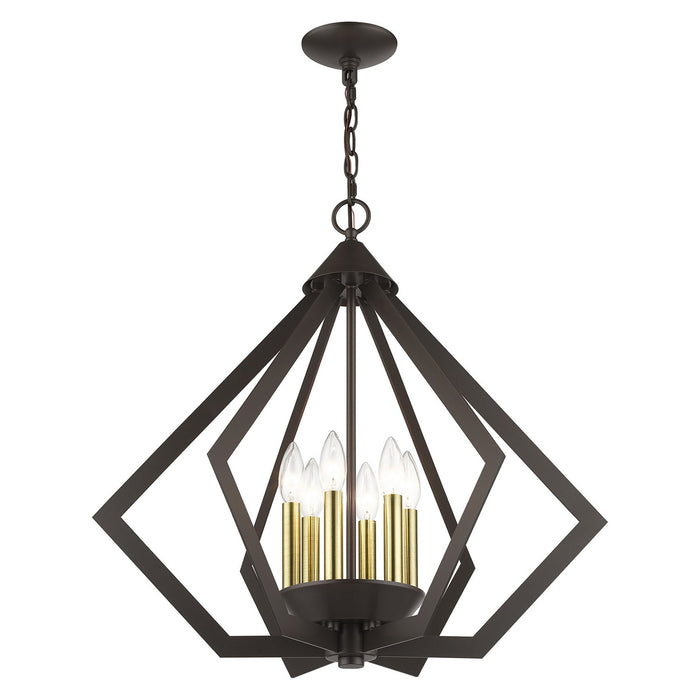 Livex Lighting 40926-92 Six Light Chandelier, English Bronze with Antique Brass