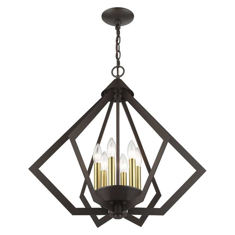 Livex Lighting 40926-92 Six Light Chandelier, English Bronze with Antique Brass