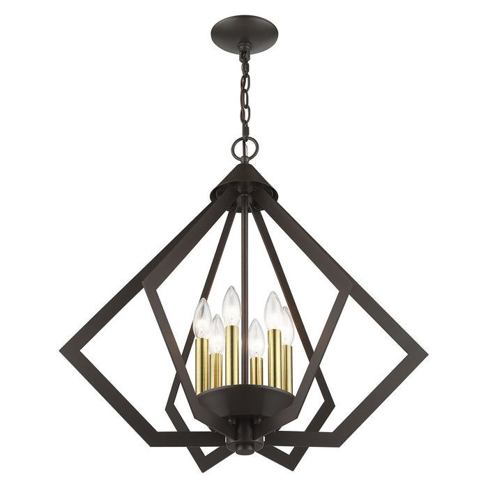 Livex Lighting 40926-92 Six Light Chandelier, English Bronze with Antique Brass