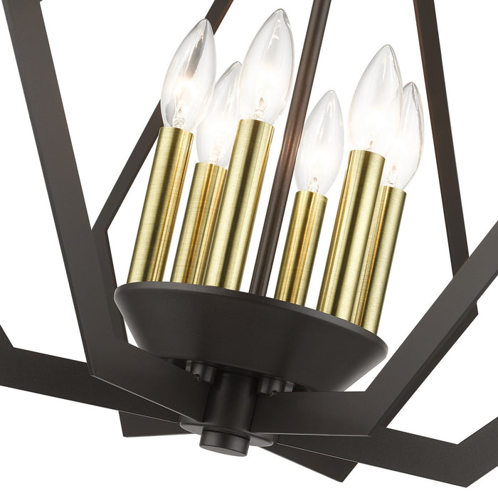 Livex Lighting 40926-92 Six Light Chandelier, English Bronze with Antique Brass
