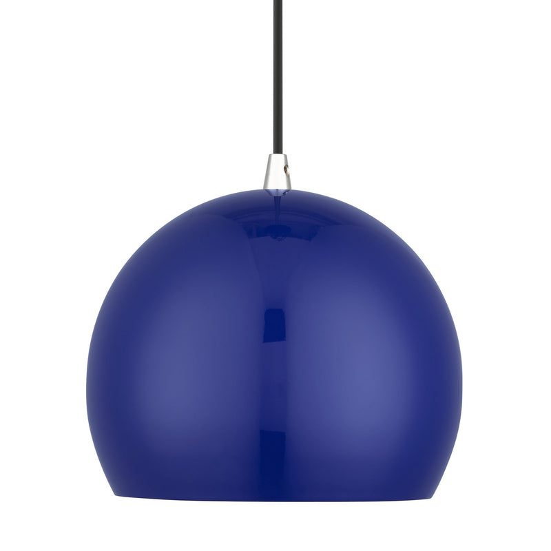 Livex Lighting 41181-37 One Light Pendant, Shiny Cobalt Blue with Polished Chrome