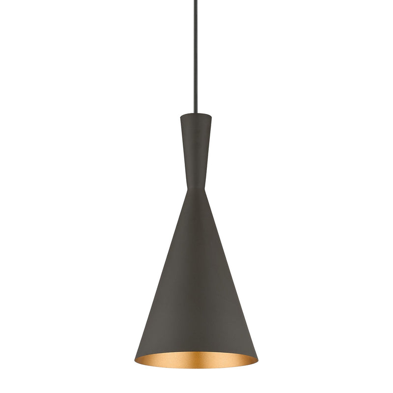 Livex Lighting 41185-07 One Light Pendant, Bronze with Antique Brass