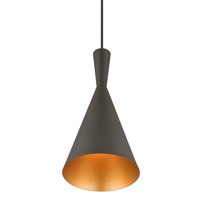 Livex Lighting 41185-07 One Light Pendant, Bronze with Antique Brass