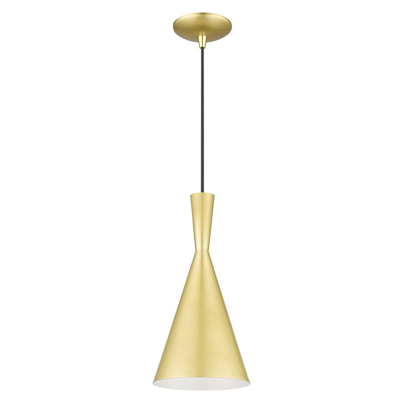 Livex Lighting 41185-33 One Light Pendant, Soft Gold with Polished Brass