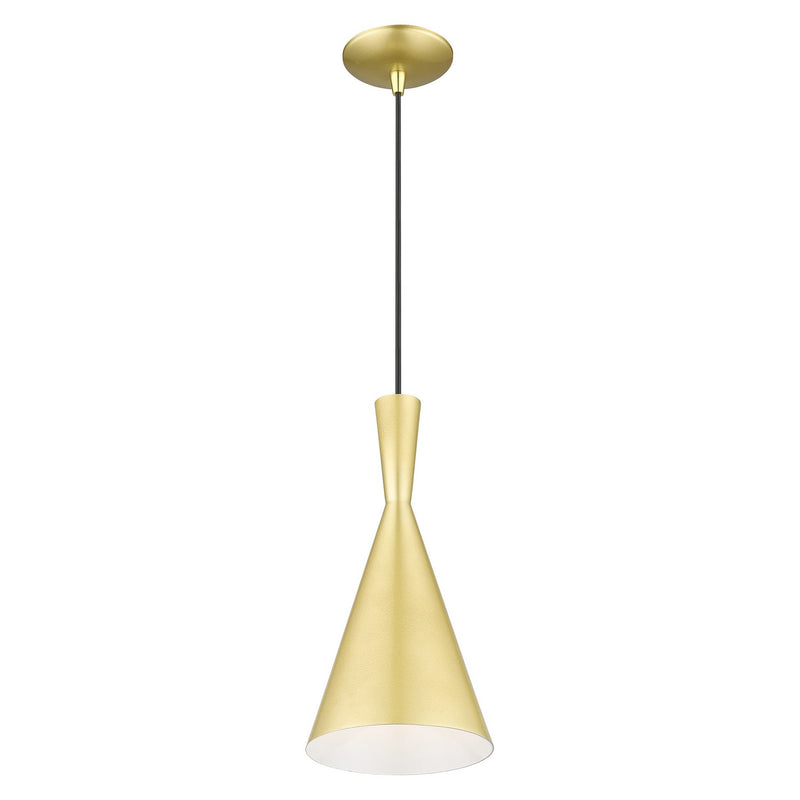 Livex Lighting 41185-33 One Light Pendant, Soft Gold with Polished Brass