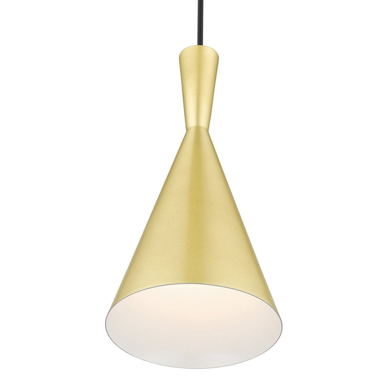 Livex Lighting 41185-33 One Light Pendant, Soft Gold with Polished Brass