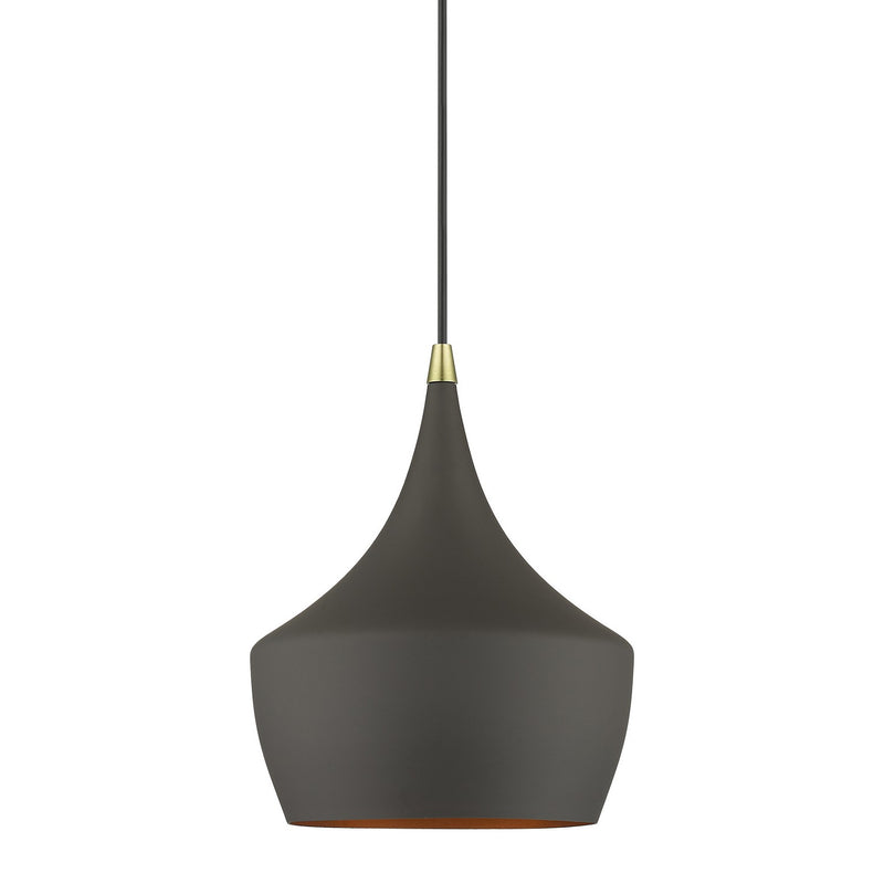 Livex Lighting 41186-07 One Light Pendant, Bronze with Antique Brass