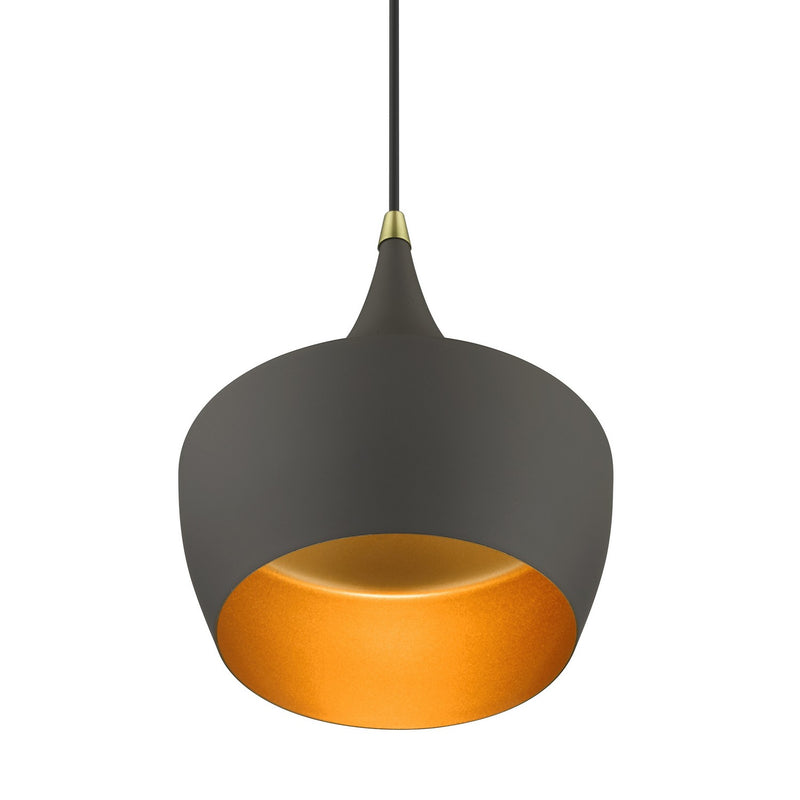 Livex Lighting 41186-07 One Light Pendant, Bronze with Antique Brass