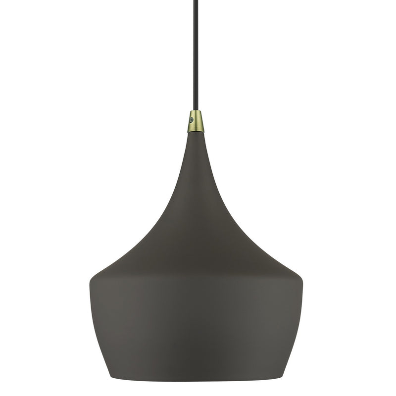 Livex Lighting 41186-07 One Light Pendant, Bronze with Antique Brass