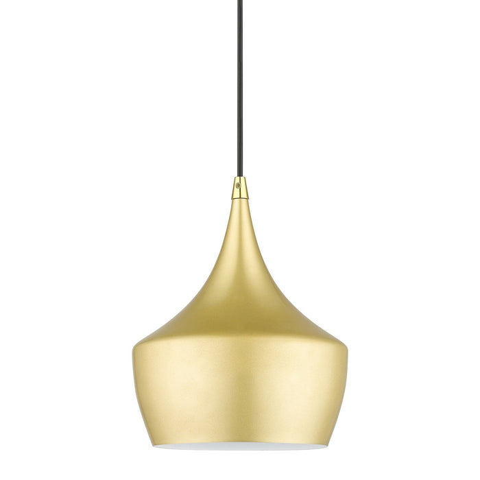 Livex Lighting 41186-33 One Light Pendant, Soft Gold with Polished Brass