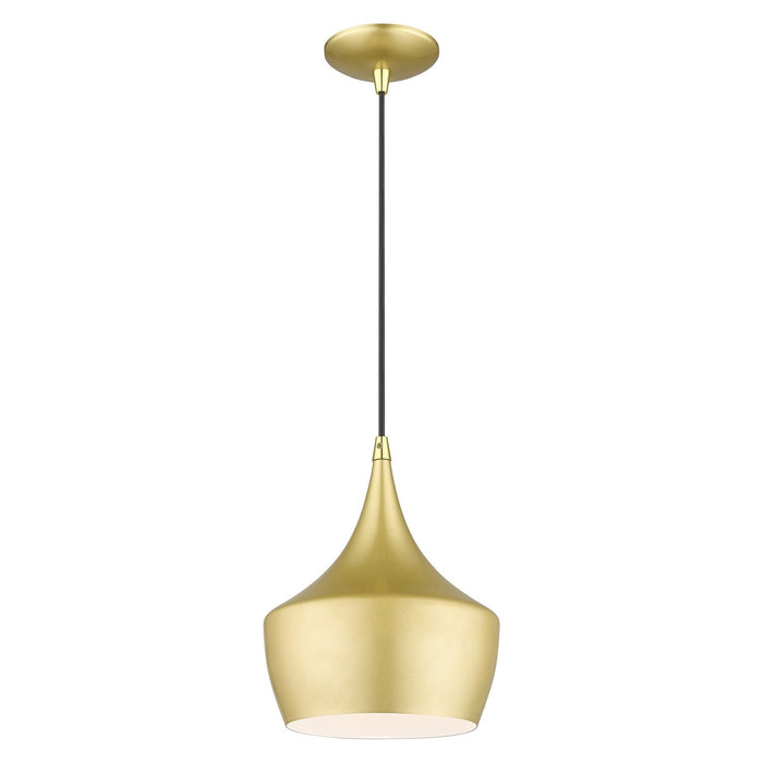 Livex Lighting 41186-33 One Light Pendant, Soft Gold with Polished Brass